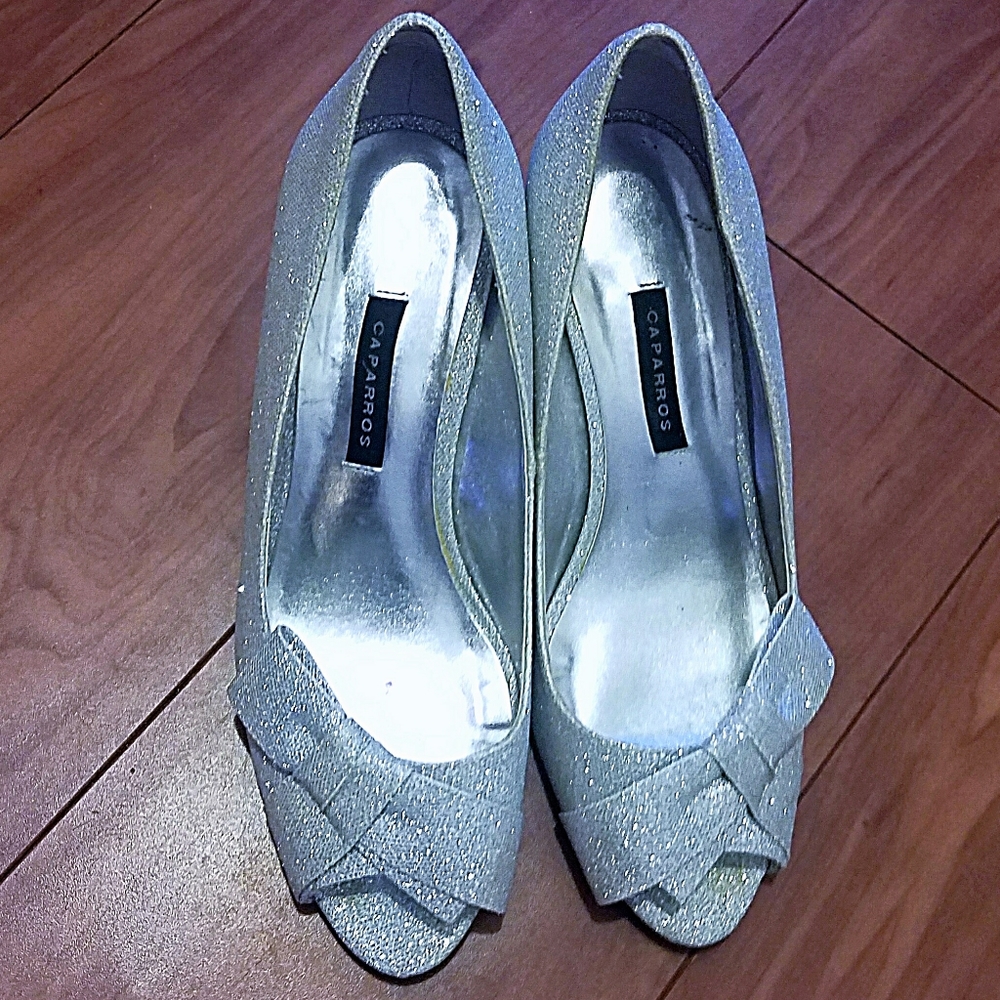 "Caparros" Silver Sparkly Cinderella Heels